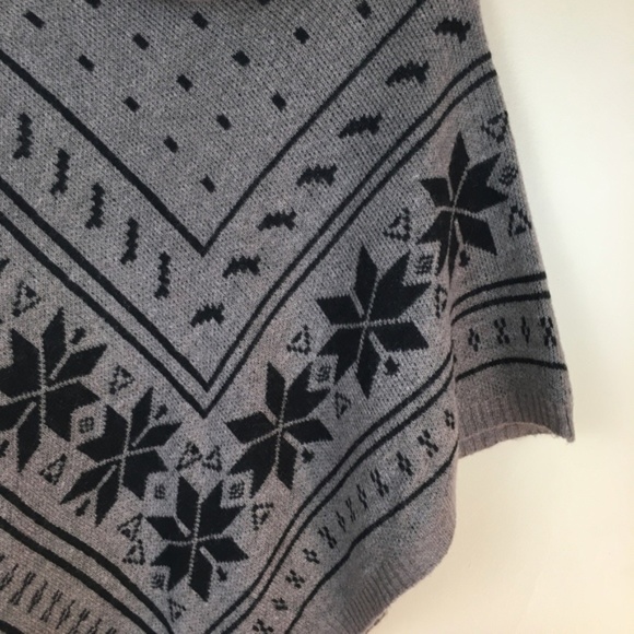 Fair Isle Cowlneck Wool Sweater Cape Poncho sz M - Picture 5 of 7